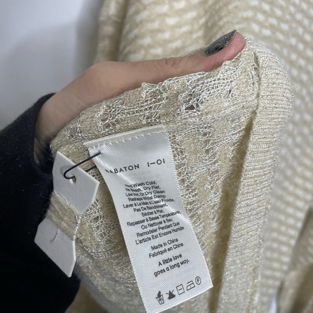 Aritzia 1-01 BABATON Balboa Sweater Crewneck metallic sweater oversized italy XS - Picture 6 of 8